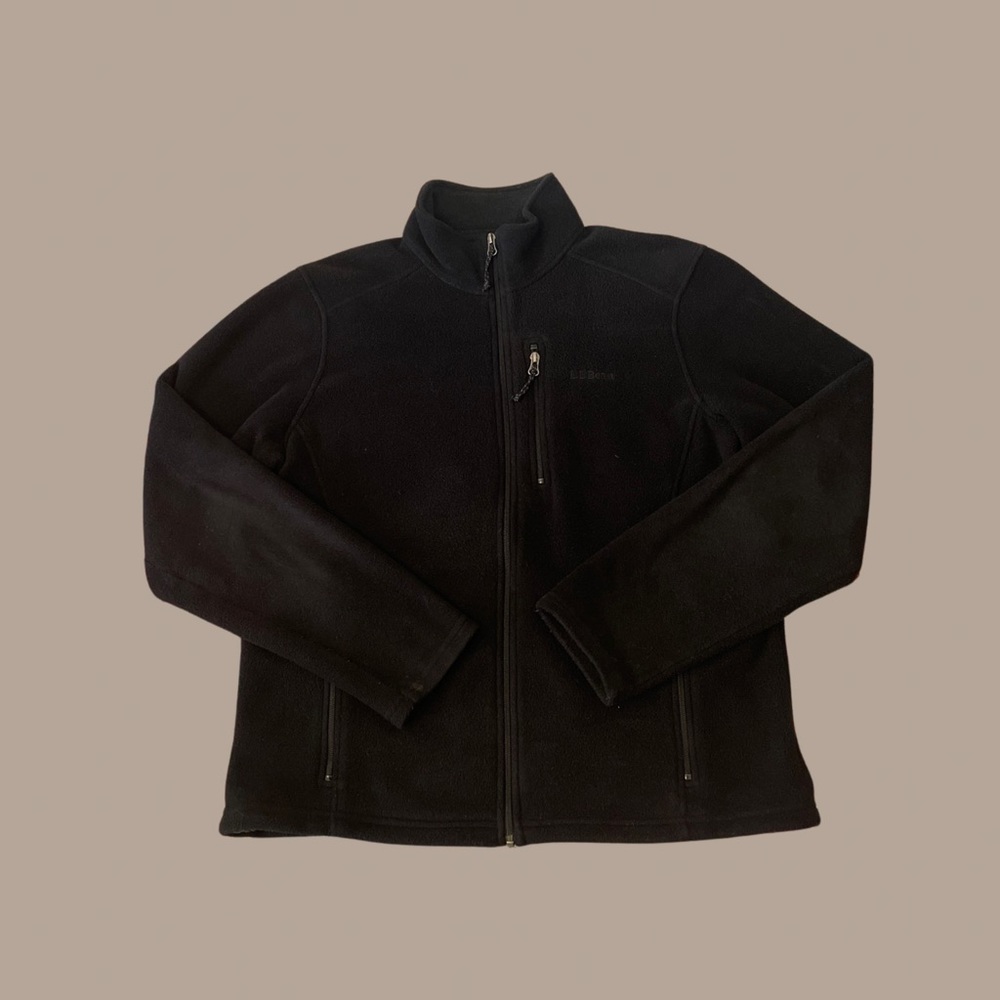 L.L.Bean  Men's Black Polartec Fleece Full Zip Jacket - Medium
